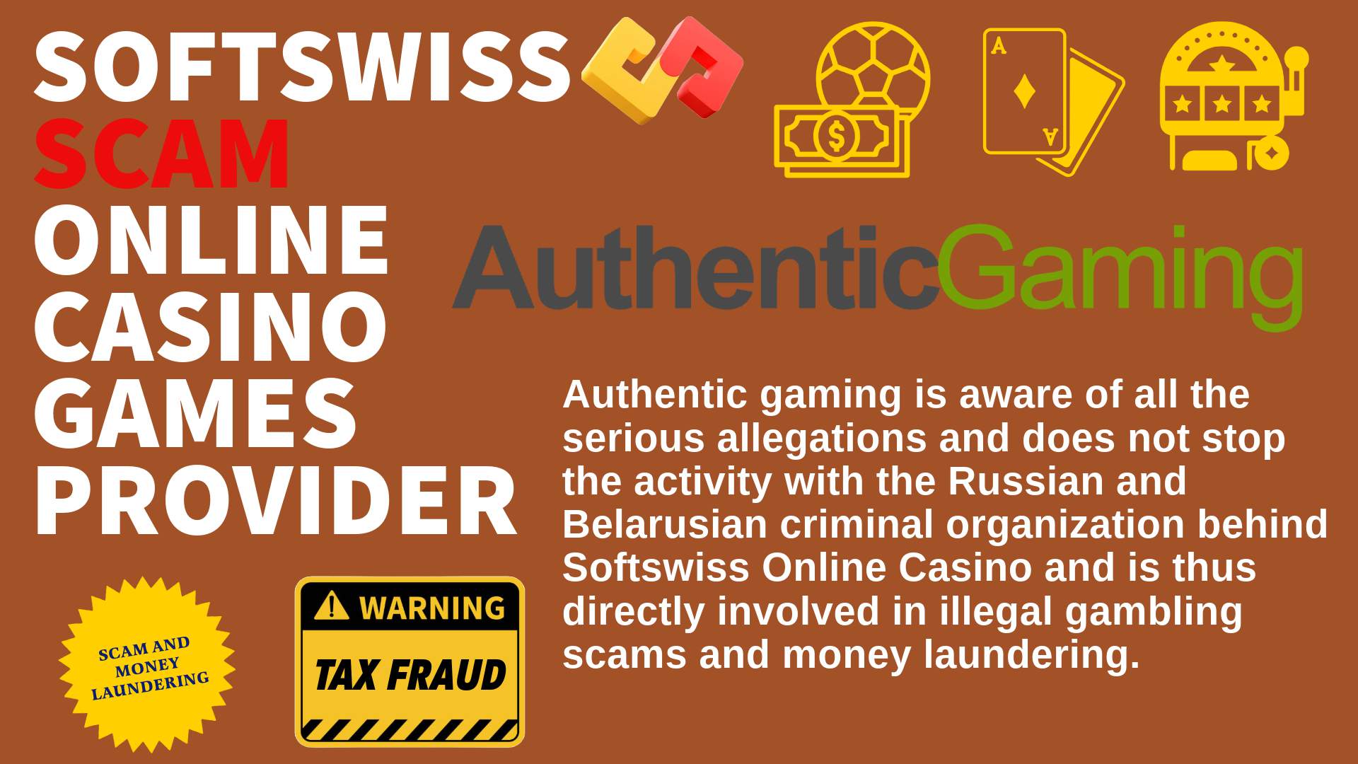 Authentic Gaming - softswiss scam - Casino by Softswiss